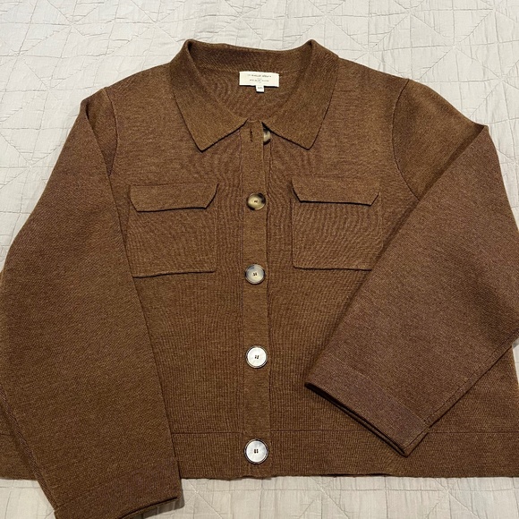 Sezane Betty cardigan in taupe - Picture 1 of 3